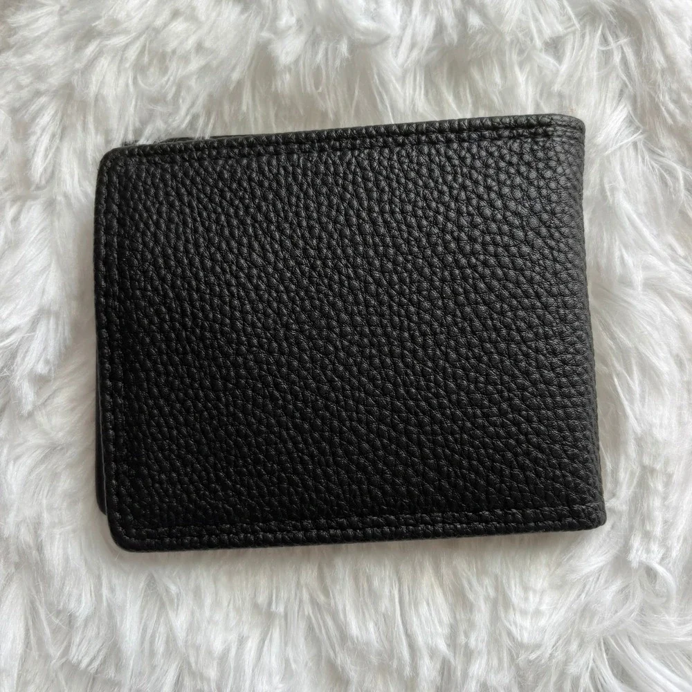 Mossy Oak Mens Bifold Wallet Black Faux Leather ID Window